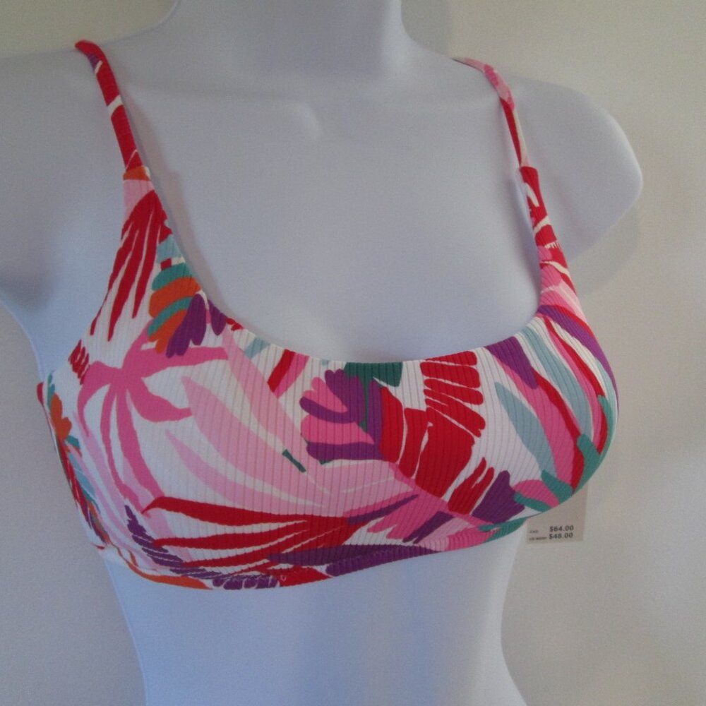 Raisins Juniors' Tropical-Print Tie-Back Bikini Top NWT Sz S - Picture 4 of 9